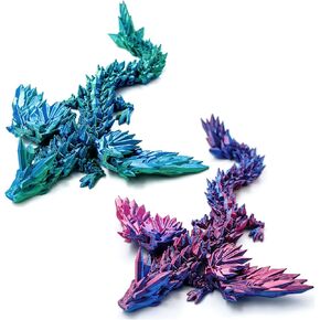 2PCS 3D Printed Dragon with Wings, 3D Dragon 9" Articulated Winged Dragon for Home Office Decor Executive Desk Toys