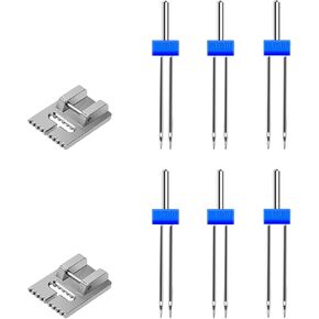 6Pcs Twin Needles for Sewing Machine, Brother Sewing Machine Needles for Sewing Machine Accessories, Twin Needle Double Needle with 2Pcs 9 Groove Pintuck Presser Foot, 3 Sizes 2.0/90, 3.0/90, 4.0/90