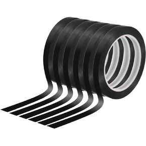 Whiteboard Tapes - 6 Pcs Pinstripe Thin Dry Erase Tapes for Graphic Charts Marking DIY Arts - 3/8" Width- Black