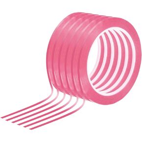 Whiteboard Tapes - 6 Pcs Thin Dry Erase Tapes for Graphic Charts Marking Craft Arts - 1/8" Width - Pink