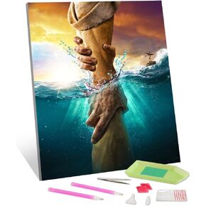 Christian Diamond Art, 5D Diamond Art Kits for Adults, Jesus Belief Diamond Art Kits, DIY Diamond Art Kits for Beginners, for Home Wall Decor, Craftwork for Indoor 12x16Inch