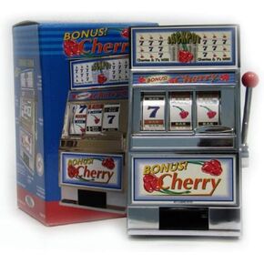 Trademark Poker Cherry Bonus Slot Machine Bank with Spinning Reels