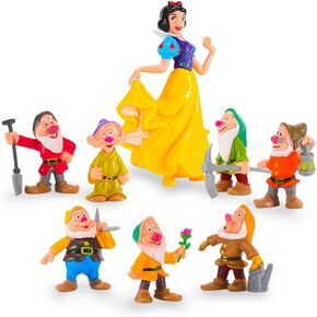 Snow White and The Seven Dwarfs Mini Figurines – 8Pcs Set Princess Figurines with All 7 Dwarfs – Princess Cake Topper Ideal for Birthday, Themed Party, Cupcakes – Safe Non-BPA Plastic
