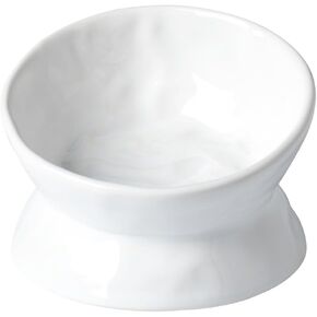 Cat Food Bowl, 5 OZ Ceramic Elevated Kitten Water Bowl, 15° Tilted Raised Pet Feeder, Anti Vomiting and Whisker Friendly Dishes for Fat Faced, Cat, Kitten, Small Dog (A-White)