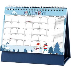 Small Desk Calendar 2025, Monthly Desktop Calendar from Now to Dec 2025- Monthly Theme Design, Standing Flip Desk Calendar for Home Office School (Blue)