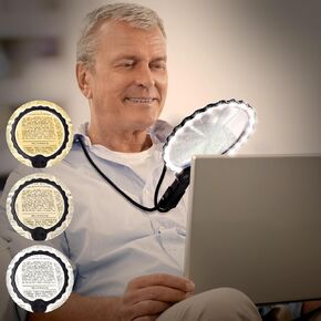 5X Hands Free Magnifying Glass with Light, 6.1 in Large Viewing Area Magnifier, 48 LED Lights Magnifying Glass for Reading, Flexible Gooseneck Magnifying Glasses, Lighted Magnifying Glass