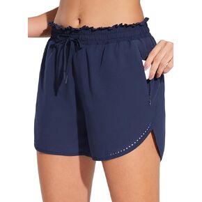 BALEAF Women's 4" Running Athletic Shorts Zipper Pockets Quick Dry Lightweight Shorts with Liner Workout Gym Sports Summer