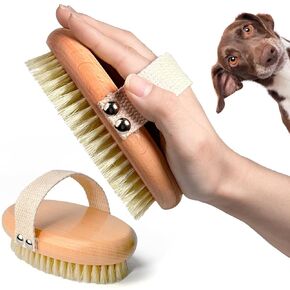 Boar Bristle Brush for Short Haired Dogs and Cats - Reduces Shedding, Non-Slip Grip, Gentle Grooming