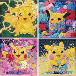 4 Pack Diamond Painting Kits for Adults and beginner - Cartoon Rabbit Small Diamond Art Big Gem by Number Kits, Arts and Crafts for 6-8-10-12 - Mosaic Kits DIY Full Drill Painting Dots Kits 6" X 6"