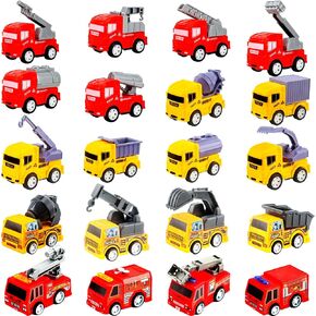 20 Pack Mini Pull Back Cars Small Construction Vehicles Fire Truck Pullback Vehicle Toy Cars Kids Boys Girls Birthday Gift Party Favors