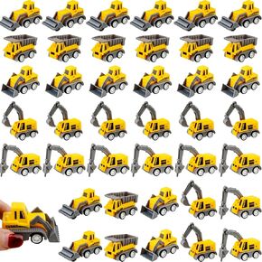 40 Pcs Pull Back Construction Vehicles Mini Construction Trucks Yellow Construction Car Toys for Kids Goodie Bag Stuffers Birthday Gifts, 5 Styles