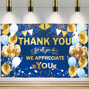 Thank You Banner – We Appreciate You Banner Thank You For All You Do Backdrop for Staff Employee Teacher Nurse Doctor Volunteer Appreciation – Reusable Decorations for Retirement, Ceremony Party Decor