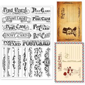 GLOBLELAND Vintage Postcard Lace Clear Stamps for DIY Scrapbooking Lace Corner Silicone Stamp Seals Transparent Stamps for Cards Making Photo Album Journal Home Decoration 8.27×5.83inch