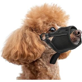Dog Muzzle for Small Medium Large Sized Dogs,Soft Muzzle with Adjustable Loop Dog Mouth Guard Allows Panting Drinking,Breathable Mesh Puppy Muzzle Prevent Biting Barking Chewing Grooming-Black,S