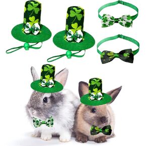St. Patrick Day Rabbit Clothes Puppy Dog St. Patrick Day Outfit Small Animal St. Patricks Day Costume for Puppy Rabbit Small Animals (4Pcs)