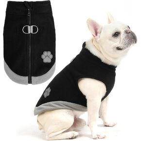 Mihachi Dog Fleece Step Step zip up warm pullover stap stack stack stack stack with dual d-ring roding ، Winter Cold Weather Coat Cover Hoodie للكلاب الصغيرة المتوسطة جرو بوي بنت ، أسود S