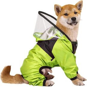 heepdd الكلب معطف المطر ، سترة المطر الكلب مع جرو هود الشفافة Poncho petwear للمرح المطر الكبير الكلاب الصغيرة المتوسطة (الأخضر)