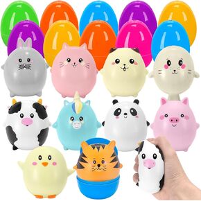 10PCS Jumbo Easter Eggs Filled with Squishy Animal Toys Cute Slow Rising Animal Squishy Toys with Big Prefilled Easter Eggs for Easter Eggs Hunt Easter Basket Stuffers/Fillers Easter Gifts