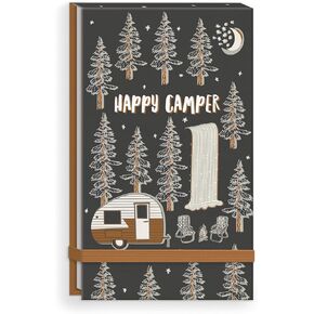 Punch Studio Molly & Rex Camping Icons Happy Camper, Fabric Tall Notepad, Bungee Closure, 80 Sheets (32597)