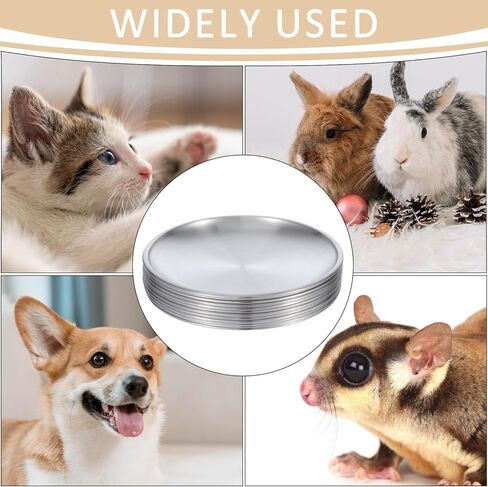 12 PCS Stainless Steel Whisker Friendly Cat Bowl Shallow Cat Food Dish 6.7 Inch Cat Wet Feeding Bowls Flat Cat Dish Small Pet Plate (Silver) in Kuwait