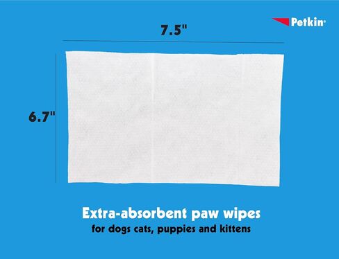 Petkin Paw Wipes Plus ، 200 مناديل معطرة برتقالية ، 2 حزمة - مناديل Pet Pet oussorbbent إزالة الأوساخ اليومية والروائح - المخصب مع Paw Balm Protrayant - سليمة لاستخدام مناديل الحيوانات الأليفة للكلاب والقطط والجرى والسيتينس in Kuwait