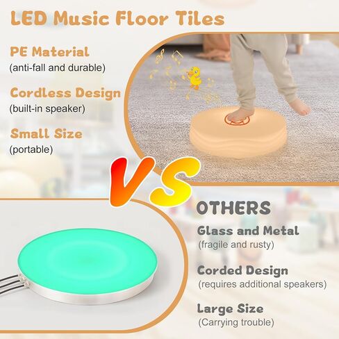 Light Up Music Floor Games, Touch Sensitive Floor Tiles Toddler Toy, Interactive Games for Kids, Musical Toys with Animal Sounds - Yellow (Sheep) in Saudi Arabia