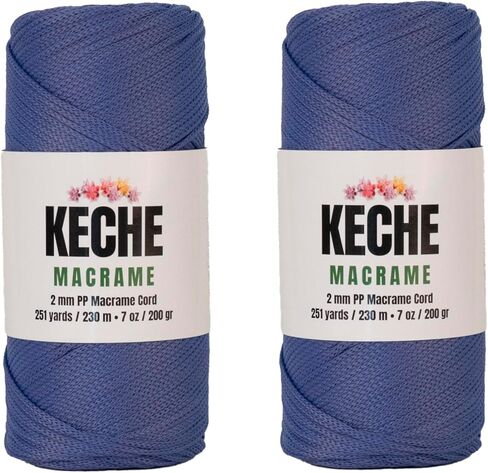 Macrame Cord | Macrame Supplies 2mm polyester Macrame Rope Yarn for Table Runner Wall Plant معلق 251 ياردة - الأزرق البحري in Kuwait