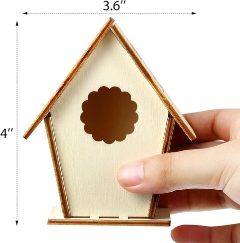Outus 24 Pcs Wooden Birdhouse Craft Kits for Kids to Build, 4 Shapes Birdhouse Kit Wooden Unfinished with Watercolor Pen and Butterfly Sticker for Boy Girl Arts Crafts (Vintage,3.54 x 2.2 x 4.2 inch) in Saudi Arabia