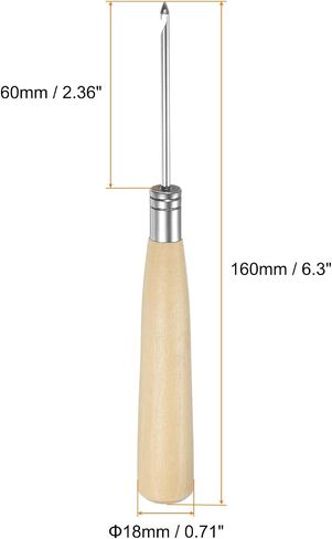 Harfington 2pcs العمل اليدوي خياطة Awl Crochet Hook Hook Host Hole Tool مع خدش مقبض خشبي للأسلاك المكسورة ، قم بإصلاح خياطة الحفر و DIY المصنوع يدويًا ، Log Color in Saudi Arabia