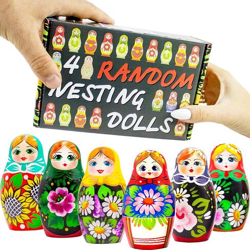 الكثير من دمى التعشيش الروسية العشوائية 4 مجموعات من 5 أجهزة كمبيوتر - دمية Matryoshka التقليدية - دمى الفنون الشعبية الروسية in Kuwait