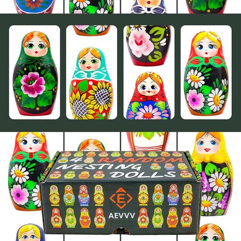 الكثير من دمى التعشيش الروسية العشوائية 4 مجموعات من 5 أجهزة كمبيوتر - دمية Matryoshka التقليدية - دمى الفنون الشعبية الروسية in Kuwait