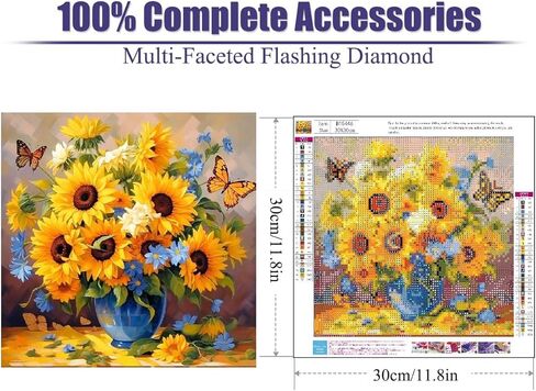 Bohadiy Sunflowers مجموعات فن الماس للبالغين-مجموعات الطلاء الماس البالغة ، عباد الشمس جوهرة الفن للبالغين DIY كامل الجولة الماس الماس مجموعات الفن للأحجار الكريمة للبالغين ديكور الجدار المنزلي 12x12 بوصة in Kuwait