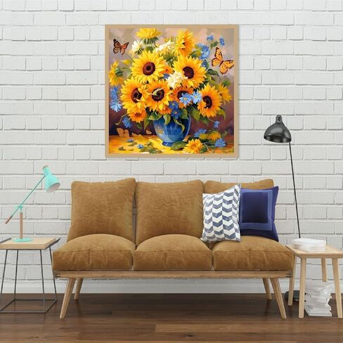 Bohadiy Sunflowers مجموعات فن الماس للبالغين-مجموعات الطلاء الماس البالغة ، عباد الشمس جوهرة الفن للبالغين DIY كامل الجولة الماس الماس مجموعات الفن للأحجار الكريمة للبالغين ديكور الجدار المنزلي 12x12 بوصة in Kuwait