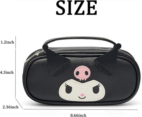 Pencil Case for Girls, Cute Pencil Box Pouch with Zipper, Large Capacity Stationery Storage Organizer for School Supplies, Gifts for Her (Black) in Saudi Arabia