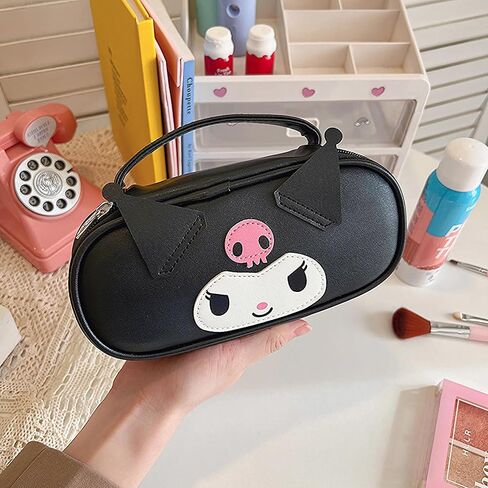 Pencil Case for Girls, Cute Pencil Box Pouch with Zipper, Large Capacity Stationery Storage Organizer for School Supplies, Gifts for Her (Black) in Saudi Arabia