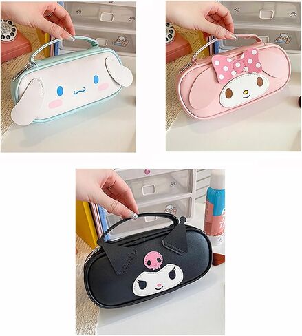 Pencil Case for Girls, Cute Pencil Box Pouch with Zipper, Large Capacity Stationery Storage Organizer for School Supplies, Gifts for Her (Black) in Saudi Arabia