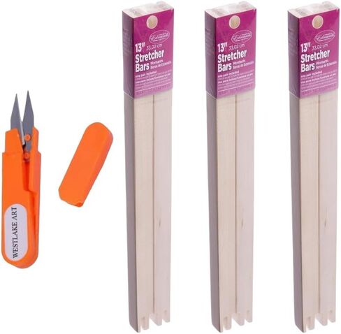 Westlake Art Canvas Canvas Bars ، 325071 Frank X 0.75 "- الخشب الصلب الاحترافي للمشاريع الفنية ، التجميع السهل ، مع مقص تطريز (حزمة 3) in Kuwait