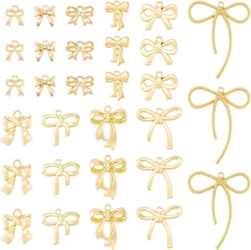 FASHEWELRY Alloy Bowknot Charms Links Golden Bow Tie Connector Charms Metal Bow Link Charms Bow Earring Connectors Christmas Jingle Bell Bow Charms for DIY Necklace Bracelet Jewelry Making in Kuwait