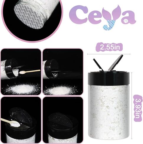 Ceya Chunky Glitter, 4.9oz/ 140g Pearl White Craft Christmas Glitter Powder Mixed Fine Flakes Iridescent Nail Sequins for Nail Art, Hair, Epoxy Resin, Tumblers, Slime, Painting, Festival Decor in Kuwait