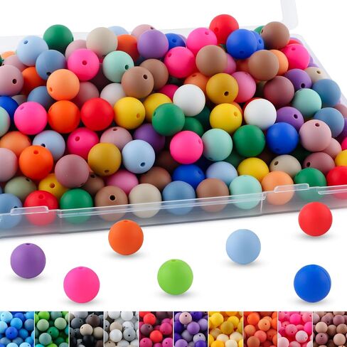 150pcs 15mm Silicone Beads for Keychain Making Mix Color Round Beads for Pens and Bracelet Crafts(Multicolor) in Kuwait