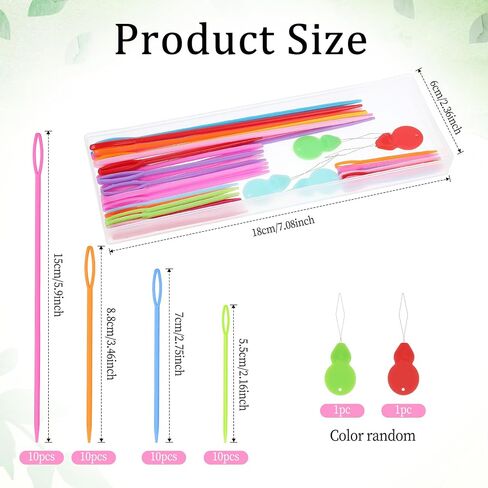 40 PCS 4 أحجام إبر غزل بلاستيكية كبيرة مع 2 إبرة ومربع ، إبر جراع لإبر الكروشيه الغزل in Saudi Arabia
