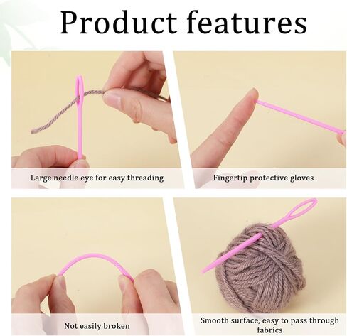 40 PCS 4 أحجام إبر غزل بلاستيكية كبيرة مع 2 إبرة ومربع ، إبر جراع لإبر الكروشيه الغزل in Saudi Arabia