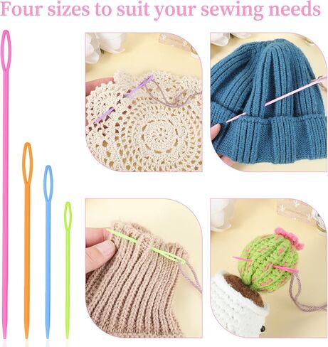 40 PCS 4 أحجام إبر غزل بلاستيكية كبيرة مع 2 إبرة ومربع ، إبر جراع لإبر الكروشيه الغزل in Saudi Arabia