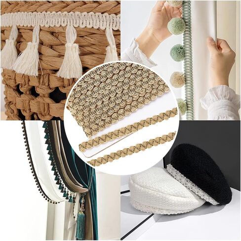 BENECREAT 16.4 Yard Gimp Braid Trim, 0.4Inch Dark Khaki Trim Polyester, Woven Fabric Trim Lace Trim Upholstery Trim for Process Sewing and DIY Crafts Upholstery Curtain Slipcover Decoration in Saudi Arabia