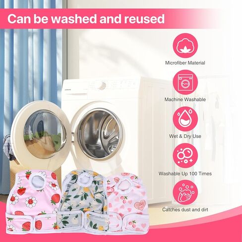 حفاضات الكلب القابلة لإعادة الاستخدام أنثى ، 3 حفاضات الكلب القابلة للغسل للكلاب الإناث جرو حفاضات السراويل الإناث in Kuwait