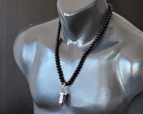 Elisajewelryart - قلادة جمشت كبيرة مدببة قلادة أسود أونيكس قلادة من الأحجار الكريمة الأصلية للحجر الحجري قلادة الهيماتيت قلادة للجنسين (22 ، جمشت) in Saudi Arabia