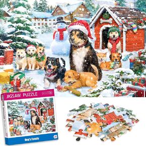 100 Piece Puzzles for Kids Ages 4-6 3-5, Dogs Family Christmas Jigsaw Puzzle Holiday Puzzle for Kids Ages 4-8 8-10, Learning Educational Puzzle Toys for Girls and Boys, Xmas Gifts for Kids and Senior