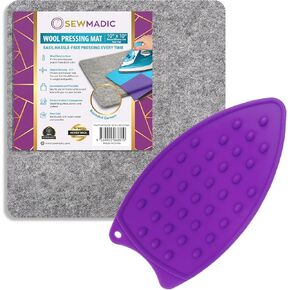 Wool Pressing Mat 10 x 10 Inch (25.4cm x 25.4cm) – 100% New Zealand Wool Quilting Ironing Pad – Portable, Odorless, Double-Sided Ironing Mat for Sewing & Embroidery – Includes Silicone Iron Rest