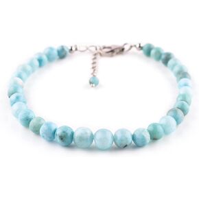 Infinitygemsart Natural Larimar Beads Bracelet Bracelet Womensy ، بلورات الأحجار الكريمة الشائكة ، أحجار شفاء الطاقة ، 925 الفضة الإسترليني 8 بوصة ، حجر البحر ، البكتوليت ، أحجار الدلفين in Kuwait
