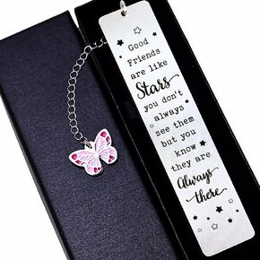Friendship Gifts for Women - Bookmark Gifts for Friends Female, Bestie, BFF, Bestfriend, Friendship, Book Lover - Galentines, Valentines, Birthday Gifts for Friend - Stainless Steel Bookmarks